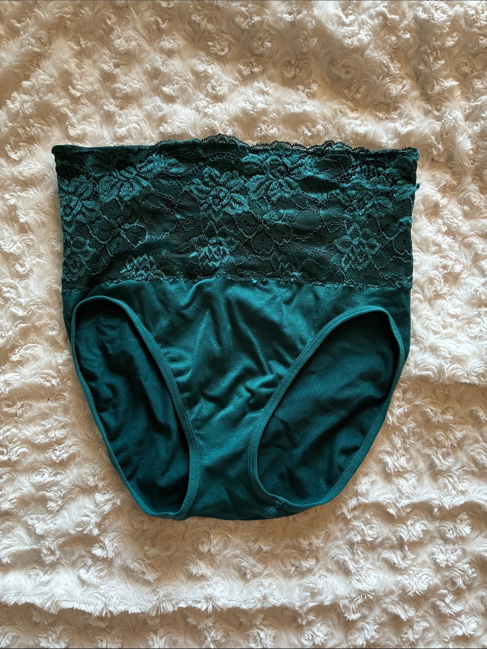 Rhonda Shear Teal Lace-Waist High-Rise Briefs
